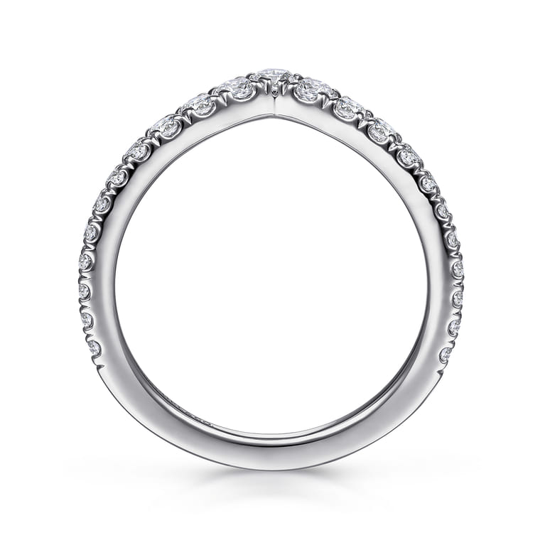 Curved Wedding Ring in 14k White Gold with Round Natural Diamond at Gabriel & Co. - Shot 2