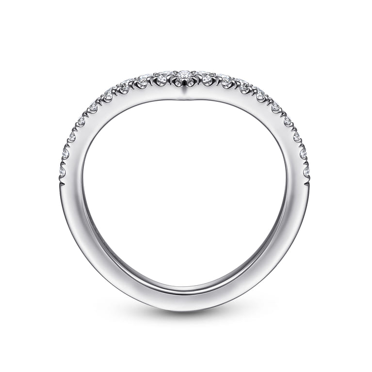 Curved Wedding Ring in 14k White Gold with Round Natural Diamond at Gabriel & Co. - Shot 2
