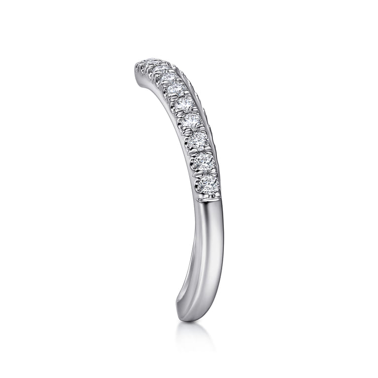 Curved Wedding Ring in 14k White Gold with Round Natural Diamond at Gabriel & Co. - Shot 4