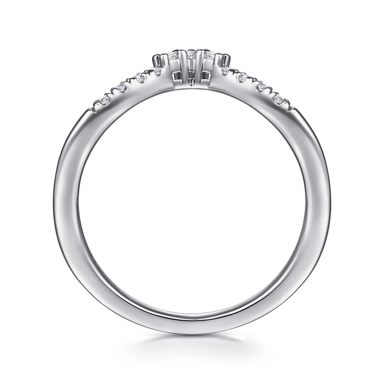 Curved Wedding Ring in 14k White Gold with Round Natural Diamond at Gabriel & Co. - Shot 2