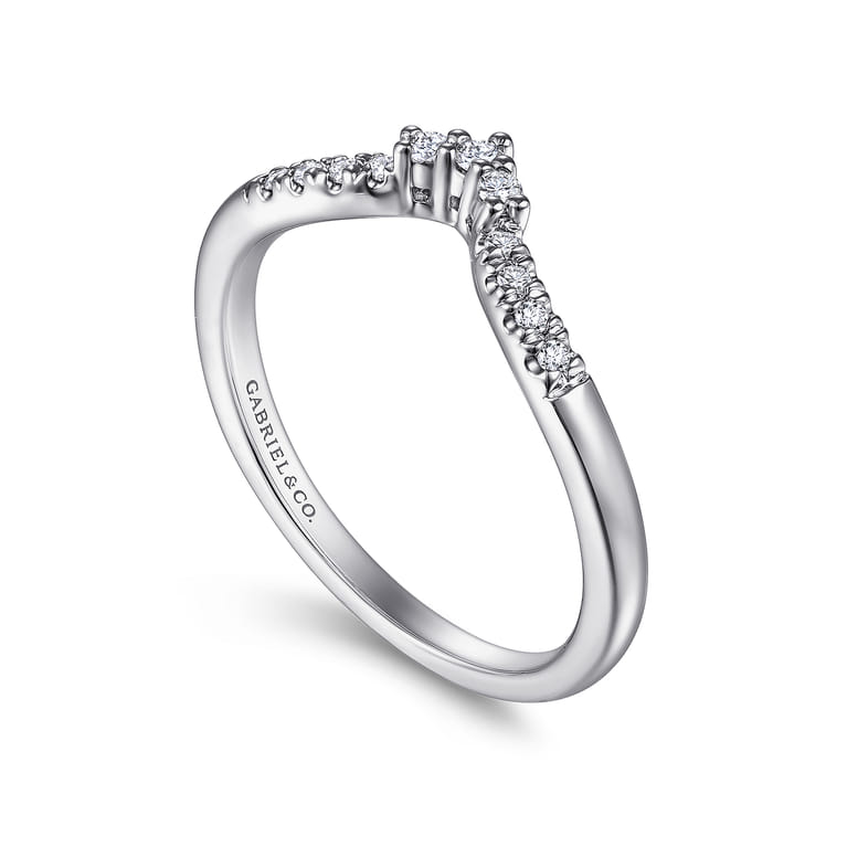 Curved Wedding Ring in 14k White Gold with Round Natural Diamond at Gabriel & Co. - Shot 3