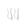 14K White Gold Curving Bar Ear Crawler Diamond Earrings - 0.25 ct