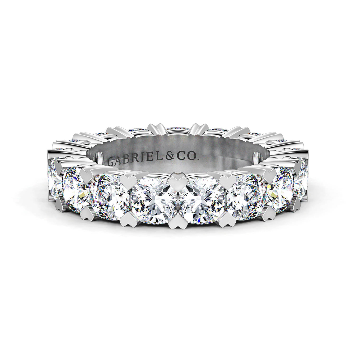 Eternity Band Wedding Ring in 14k White Gold with Cushion Cut Natural Diamond at Gabriel & Co. - Shot 1