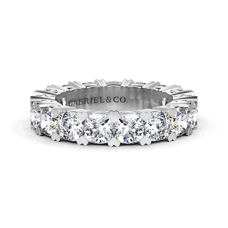 Eternity Band Wedding Ring in 14k White Gold with Cushion Cut Natural Diamond at Gabriel & Co. - Shot 1