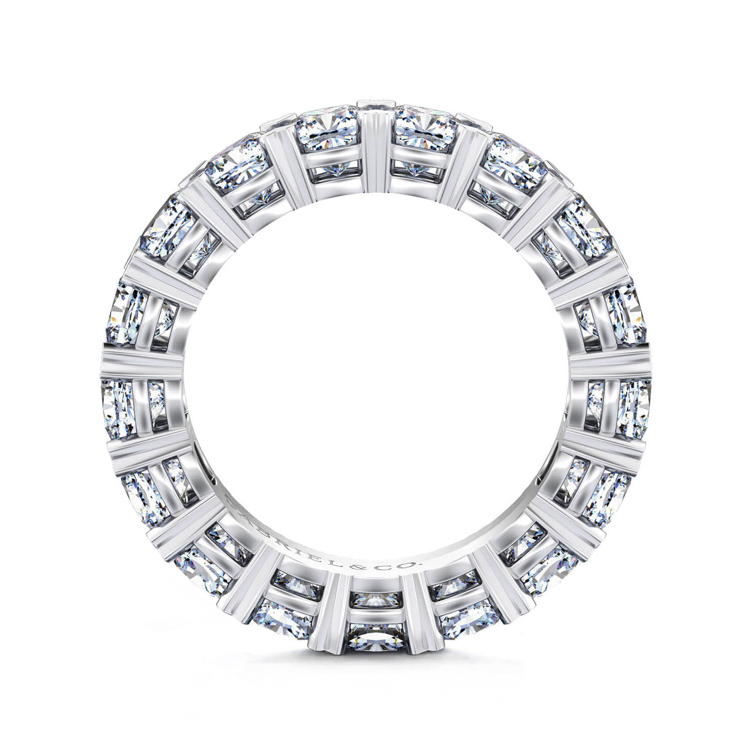 Eternity Band Wedding Ring in 14k White Gold with Cushion Cut Natural Diamond at Gabriel & Co. - Shot 2