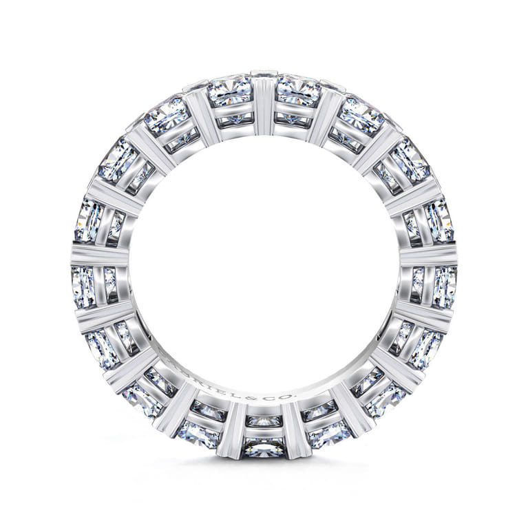 Eternity Band Wedding Ring in 14k White Gold with Cushion Cut Natural Diamond at Gabriel & Co. - Shot 2