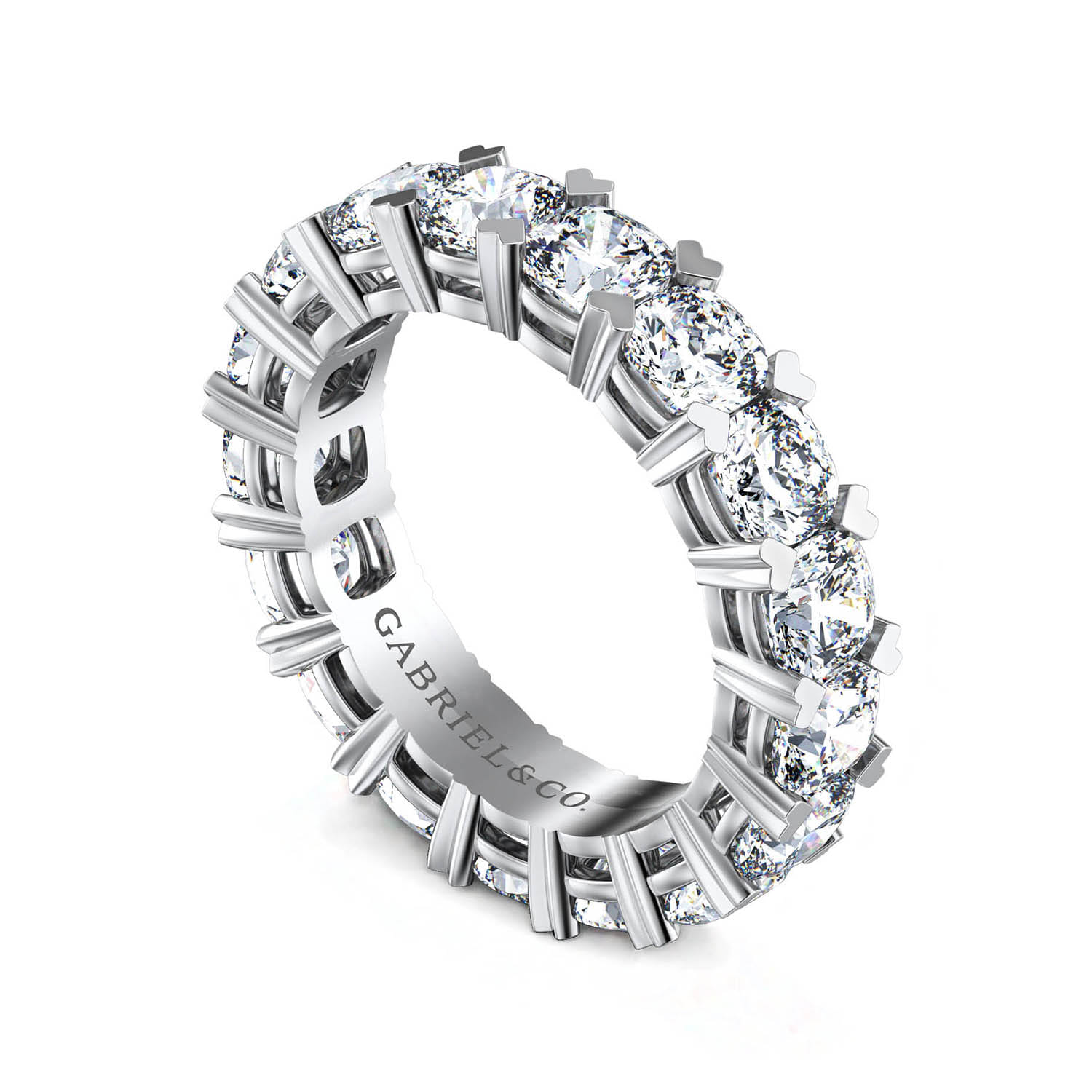 Eternity Band Wedding Ring in 14k White Gold with Cushion Cut Natural Diamond at Gabriel & Co. - Shot 3