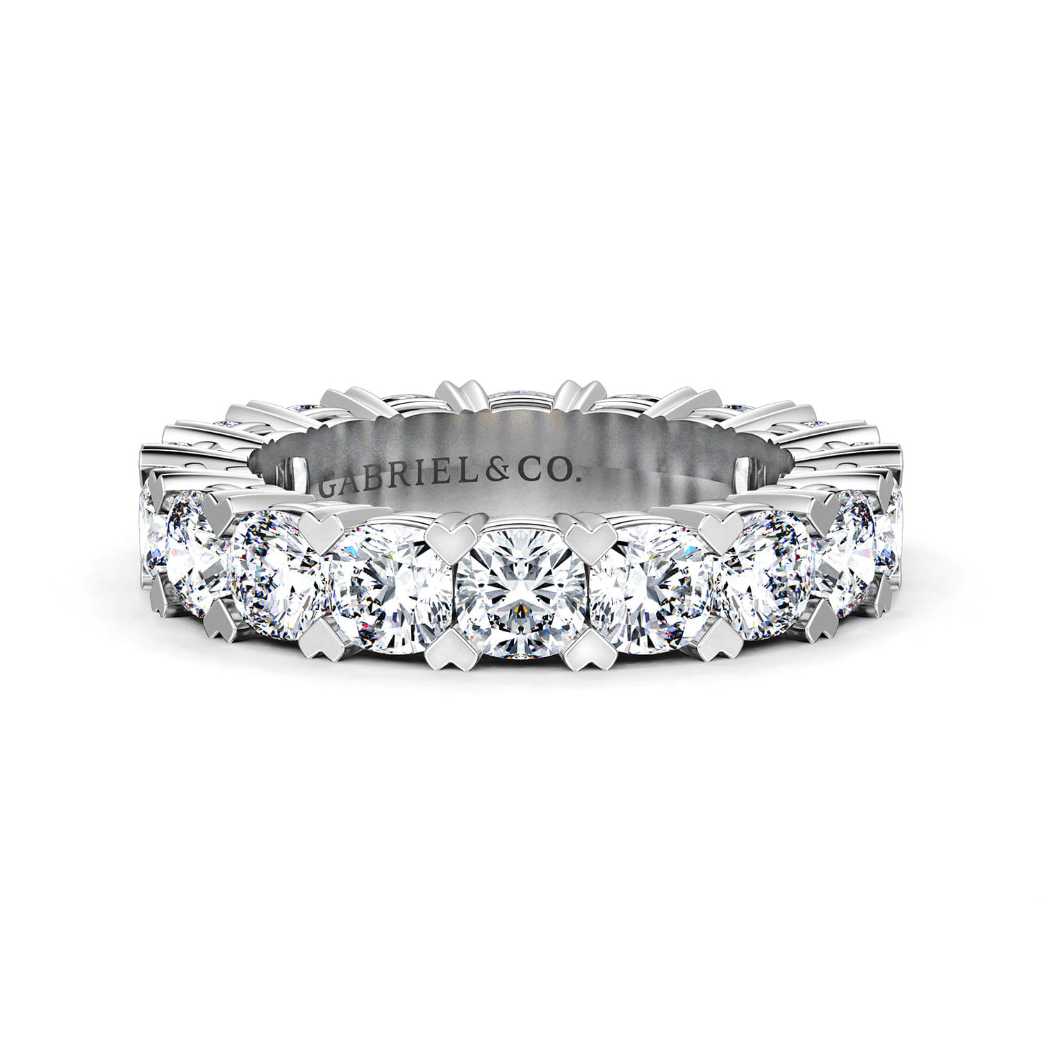 Eternity Band Wedding Ring in 14k White Gold with Cushion Cut Natural Diamond at Gabriel & Co. - Shot 1