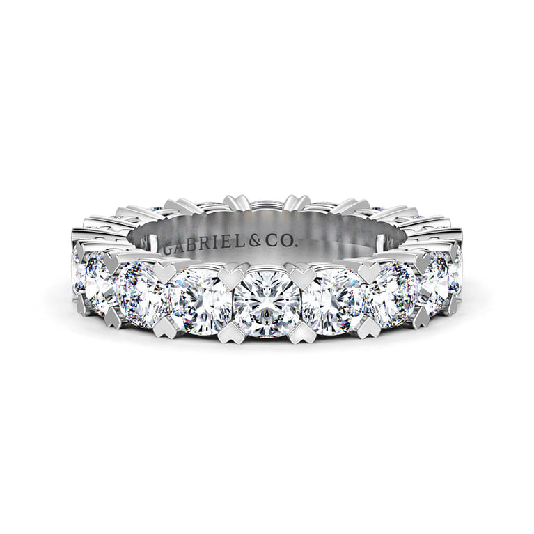 Eternity Band Wedding Ring in 14k White Gold with Cushion Cut Natural Diamond at Gabriel & Co. - Shot 1
