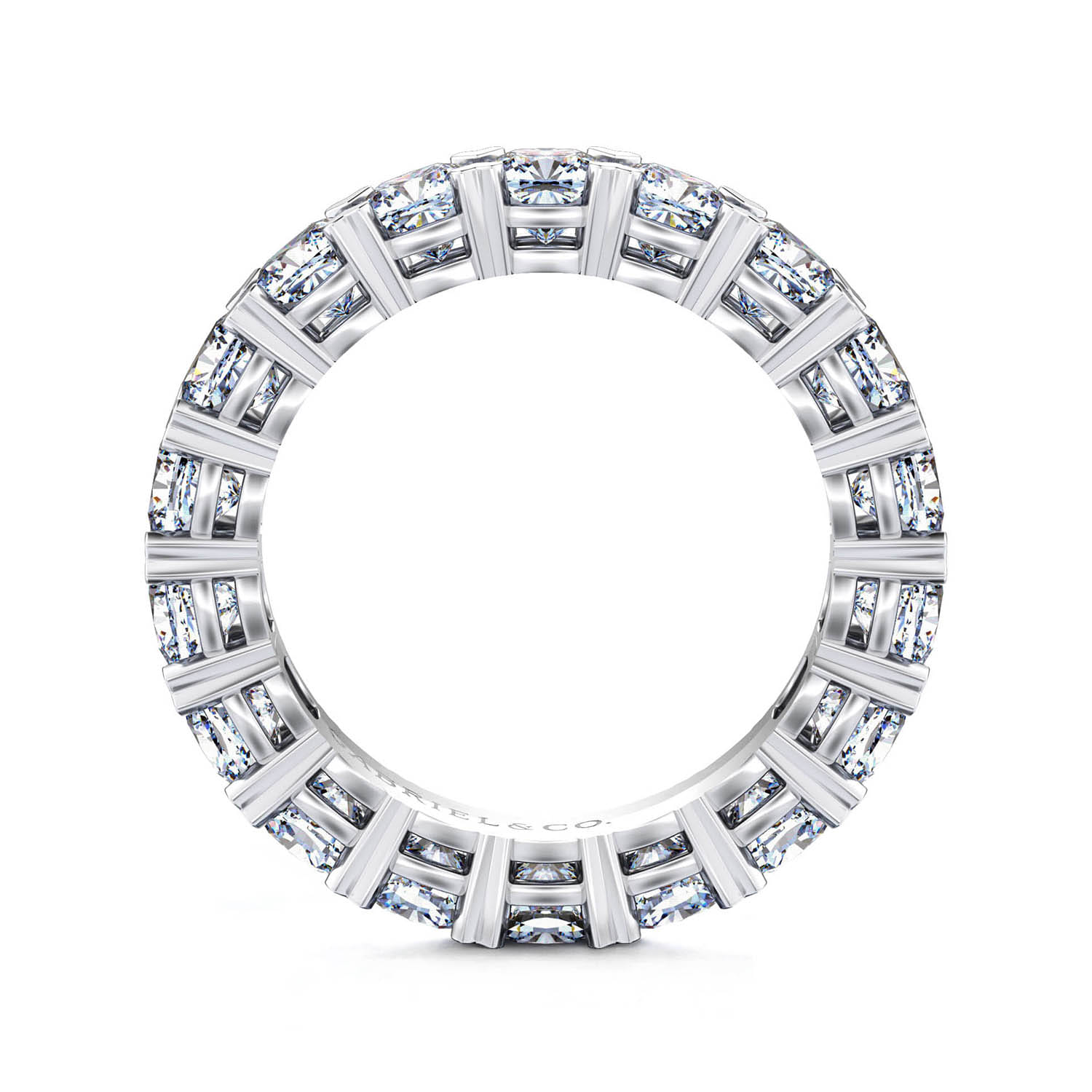 Eternity Band Wedding Ring in 14k White Gold with Cushion Cut Natural Diamond at Gabriel & Co. - Shot 2