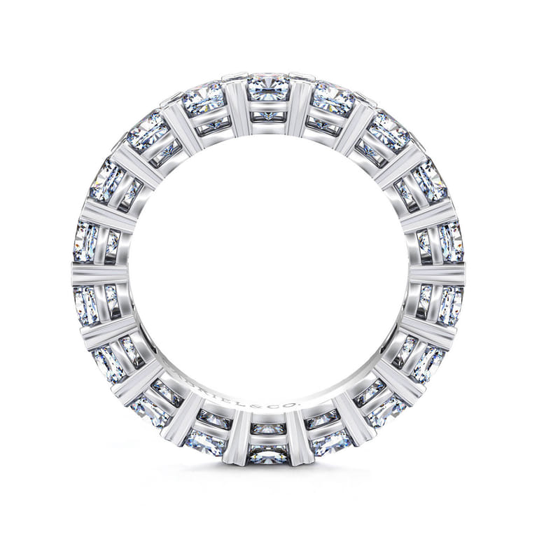 Eternity Band Wedding Ring in 14k White Gold with Cushion Cut Natural Diamond at Gabriel & Co. - Shot 2