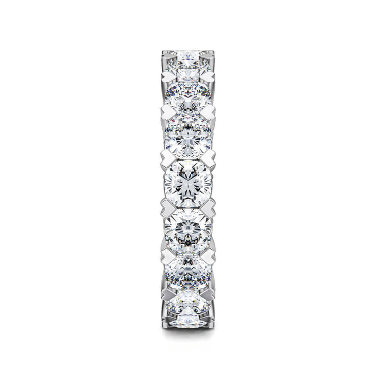 Eternity Band Wedding Ring in 14k White Gold with Cushion Cut Natural Diamond at Gabriel & Co. - Shot 4