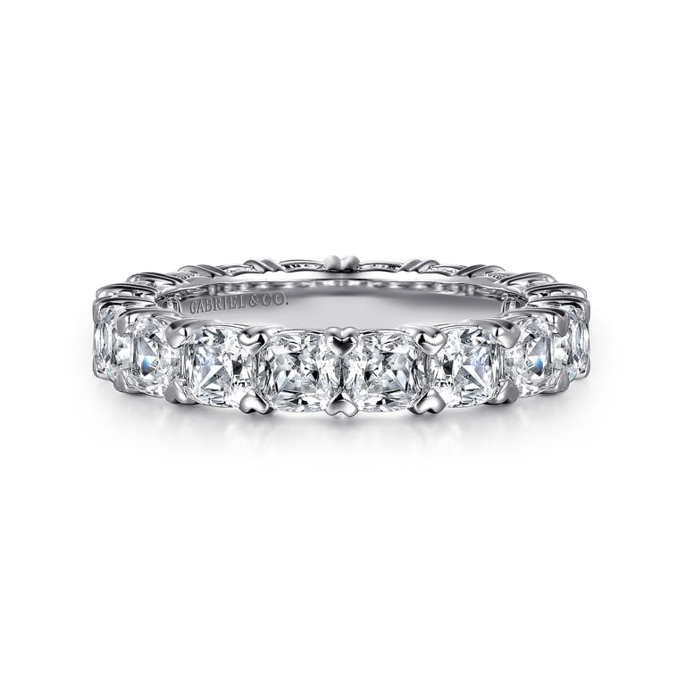 Eternity Band Wedding Ring in 14k White Gold with Cushion Cut Natural Diamond at Gabriel & Co. - Shot 1