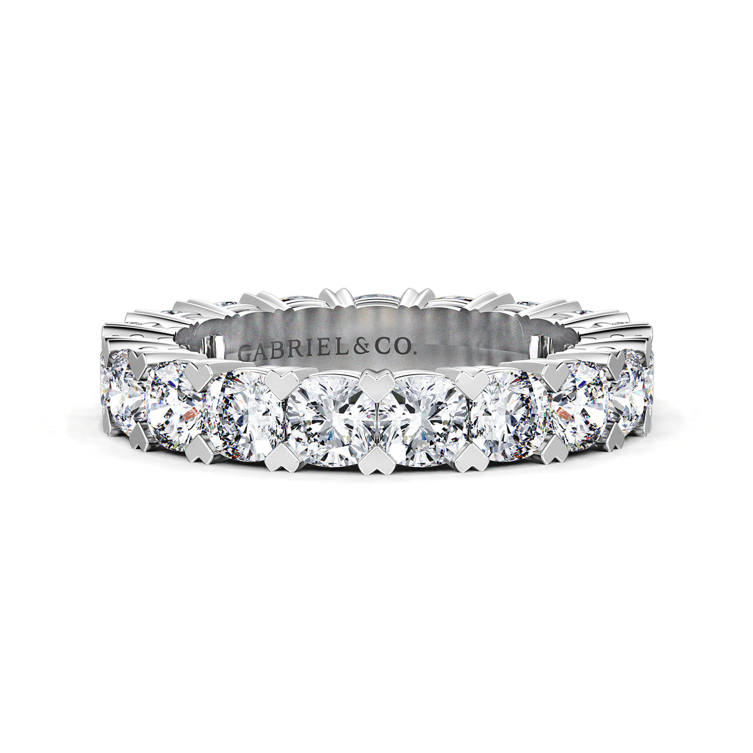 Eternity Band Wedding Ring in 14k White Gold with Cushion Cut Natural Diamond at Gabriel & Co. - Shot 1