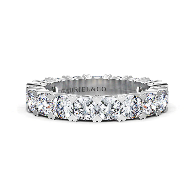 Eternity Band Wedding Ring in 14k White Gold with Cushion Cut Natural Diamond at Gabriel & Co. - Shot 1