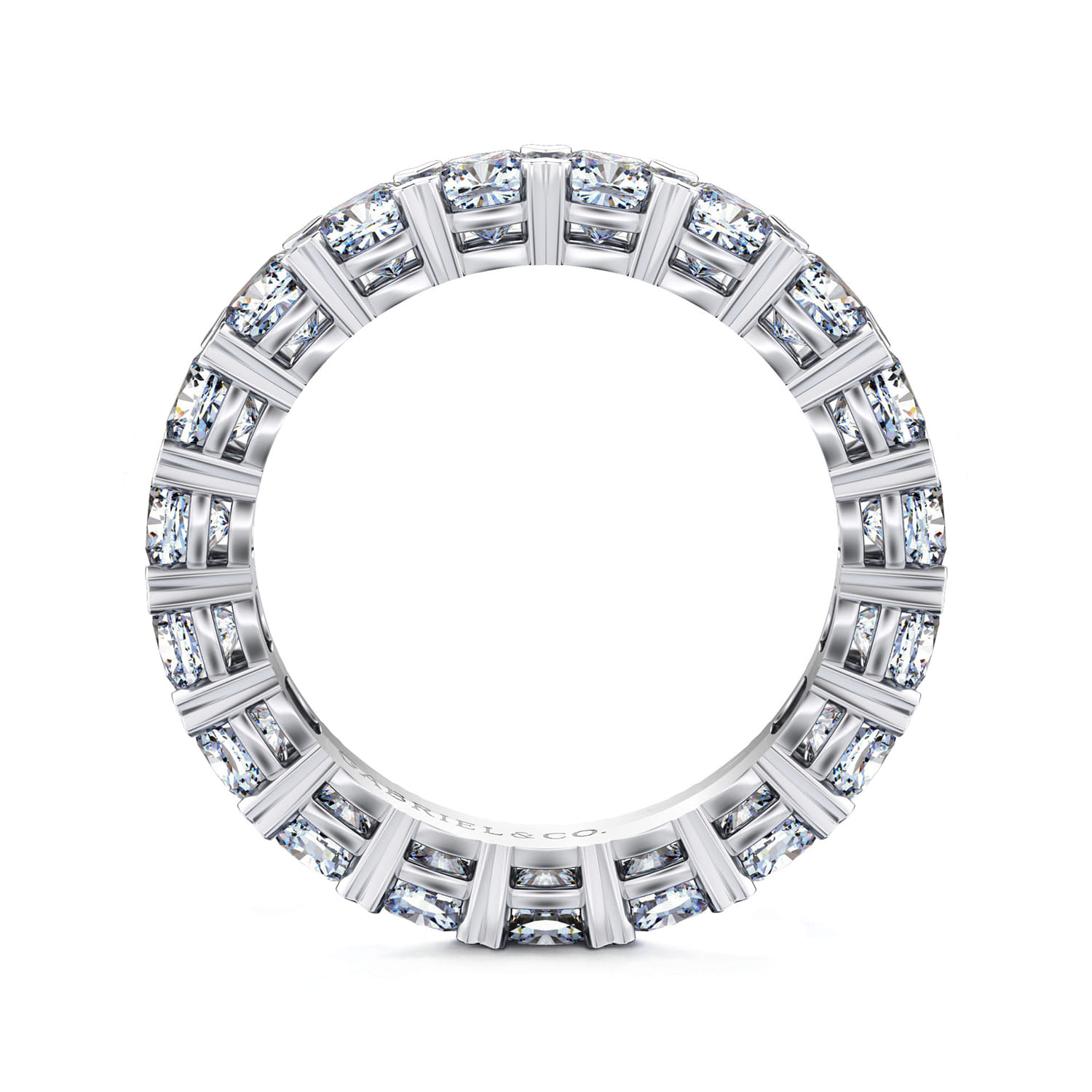Eternity Band Wedding Ring in 14k White Gold with Cushion Cut Natural Diamond at Gabriel & Co. - Shot 2