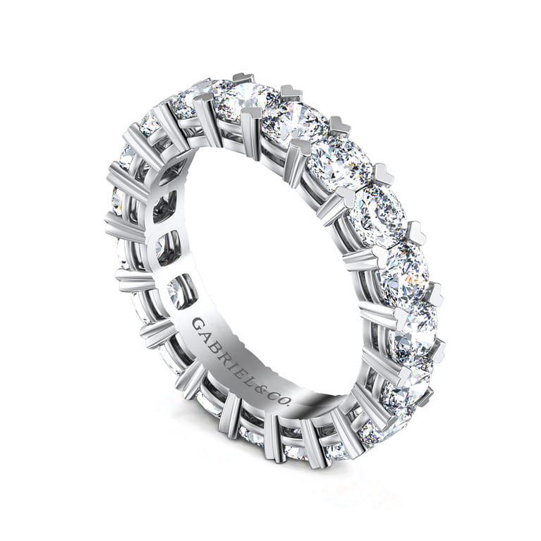 Eternity Band Wedding Ring in 14k White Gold with Cushion Cut Natural Diamond at Gabriel & Co. - Shot 3