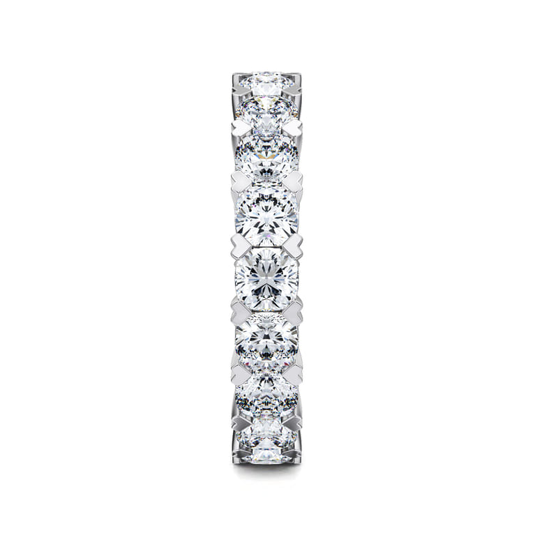 Eternity Band Wedding Ring in 14k White Gold with Cushion Cut Natural Diamond at Gabriel & Co. - Shot 4
