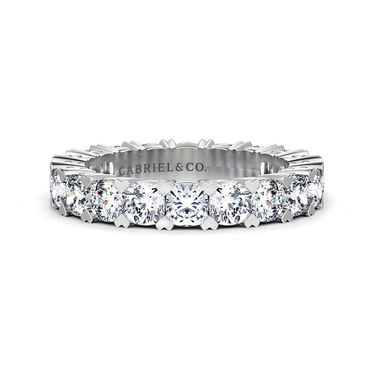 Eternity Band Wedding Ring in 14k White Gold with Cushion Cut Natural Diamond at Gabriel & Co. - Shot 1