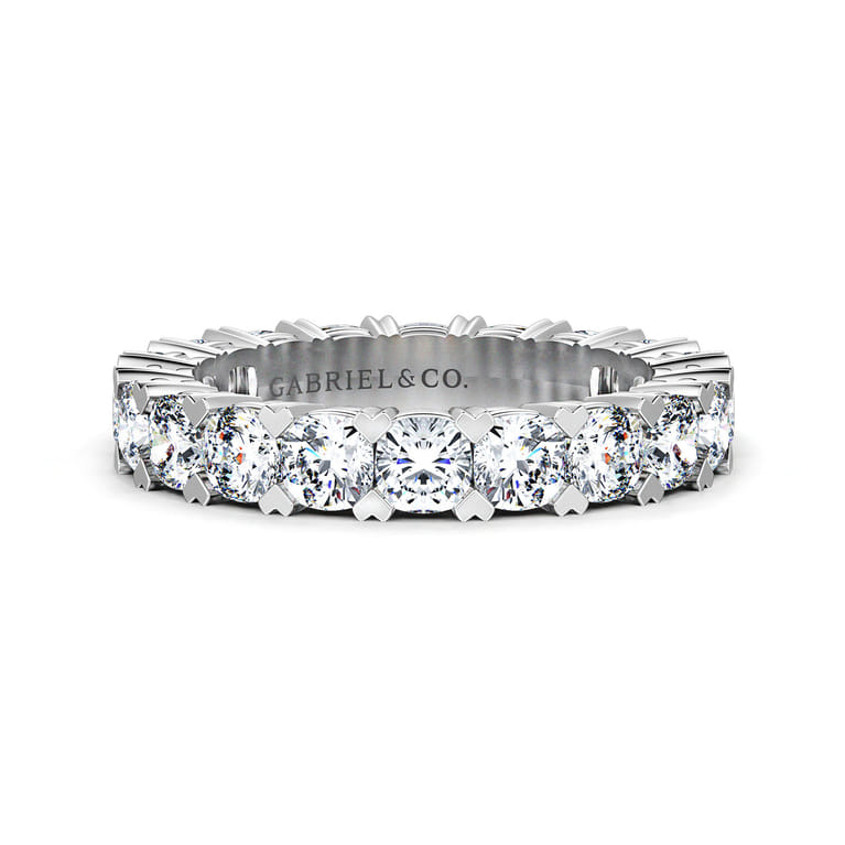 Eternity Band Wedding Ring in 14k White Gold with Cushion Cut Natural Diamond at Gabriel & Co. - Shot 1