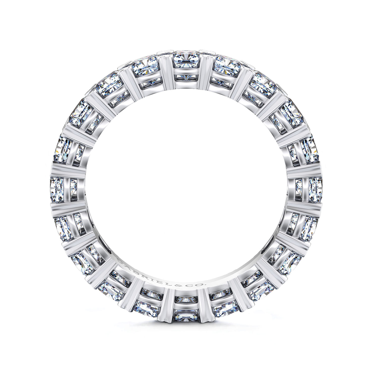 Eternity Band Wedding Ring in 14k White Gold with Cushion Cut Natural Diamond at Gabriel & Co. - Shot 2