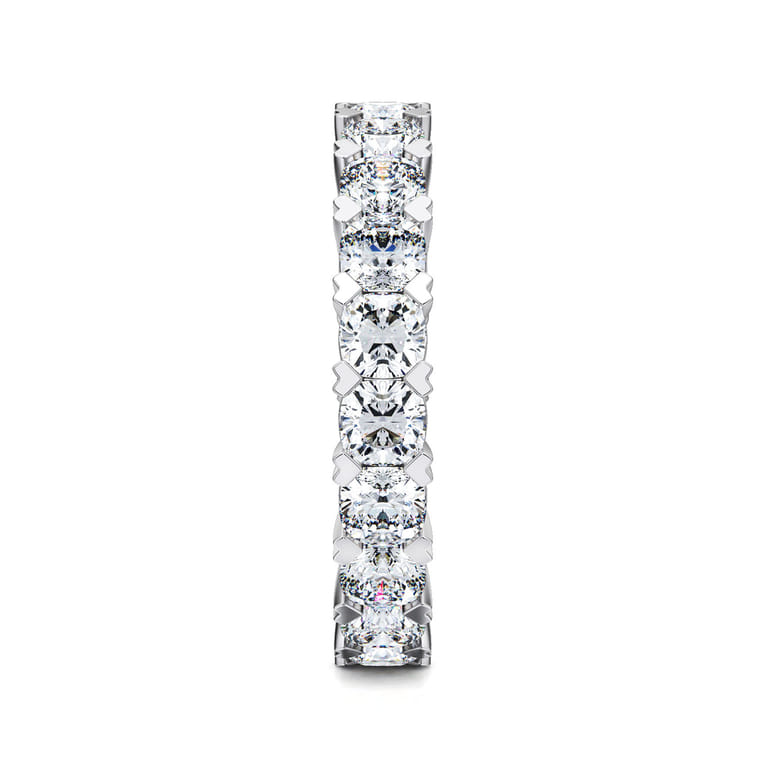 Eternity Band Wedding Ring in 14k White Gold with Cushion Cut Natural Diamond at Gabriel & Co. - Shot 4