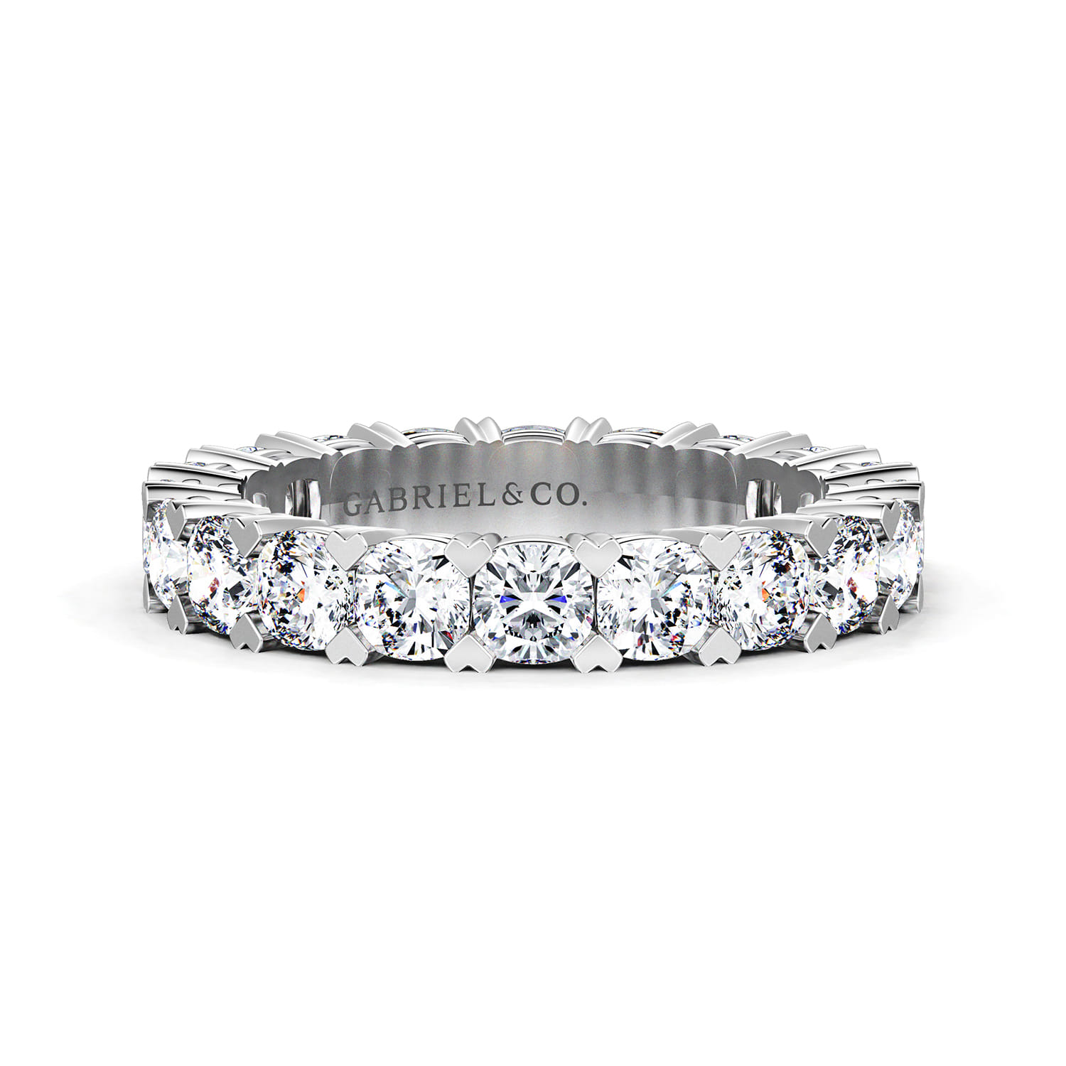 Eternity Band Wedding Ring in 14k White Gold with Cushion Cut Natural Diamond at Gabriel & Co. - Shot 1