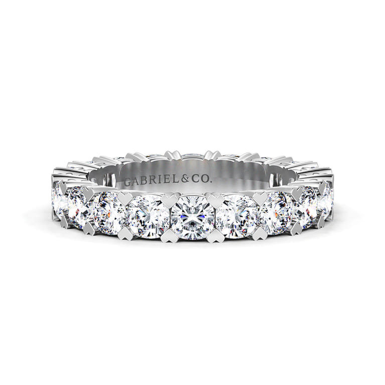 Eternity Band Wedding Ring in 14k White Gold with Cushion Cut Natural Diamond at Gabriel & Co. - Shot 1