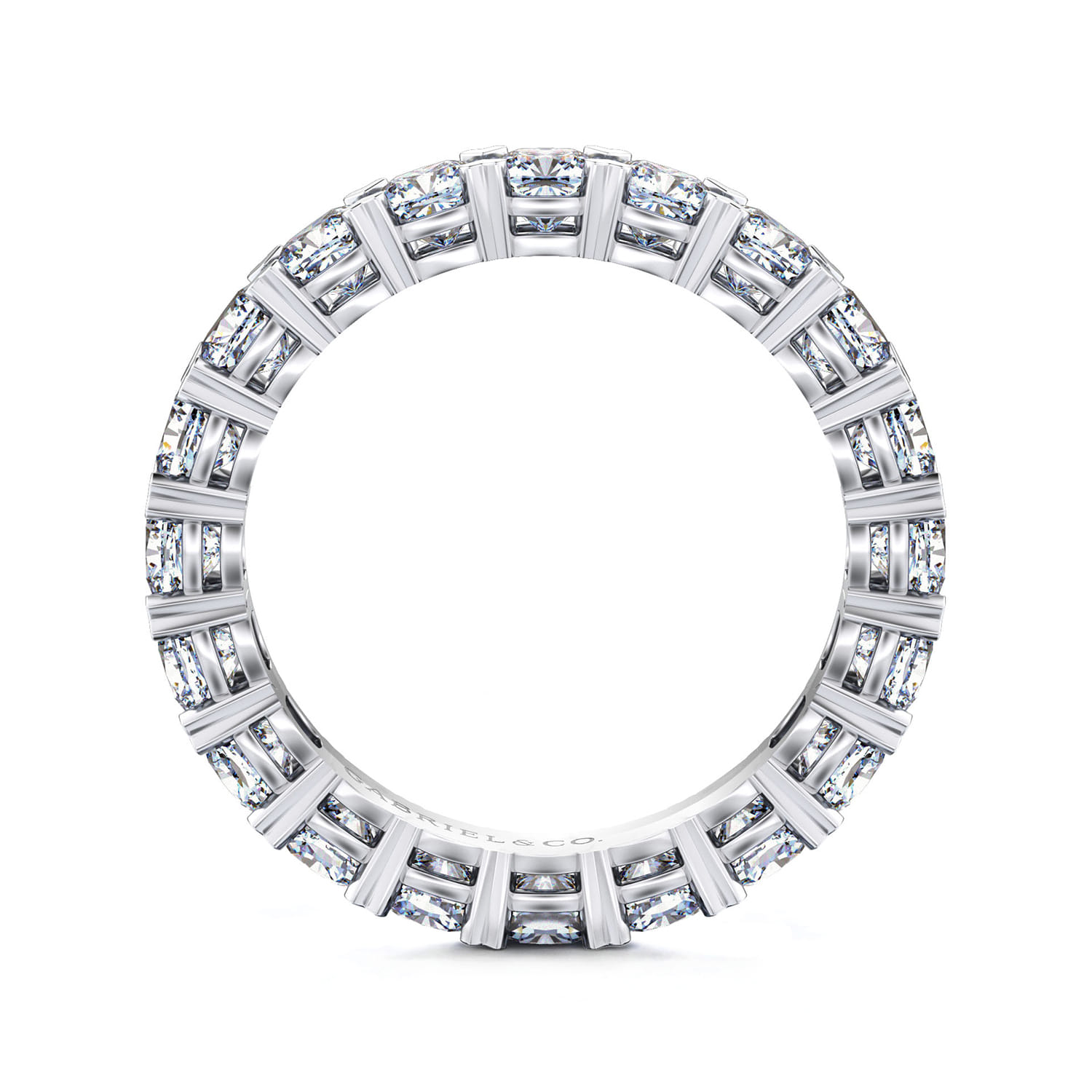 Eternity Band Wedding Ring in 14k White Gold with Cushion Cut Natural Diamond at Gabriel & Co. - Shot 2