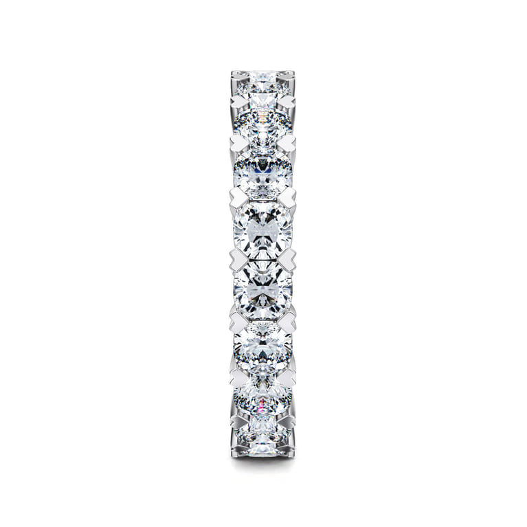 Eternity Band Wedding Ring in 14k White Gold with Cushion Cut Natural Diamond at Gabriel & Co. - Shot 4