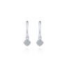 14K White Gold Cushion Cut Pave 10mm Diamond Drop Earrings - 0.11 ct