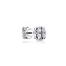 14K White Gold Cushion Shape Pave Diamond Single Stud Earrings - 0.03 ct