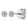 14K White Gold Cushion Shape Pave Diamond Stud Earrings - 0.06 ct