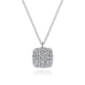 14K White Gold Cushion Shaped Diamond Cluster Pendant Necklace - 0.5 ct