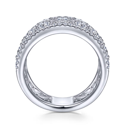 14K White Gold Cutout Diamond Wide Band Ring