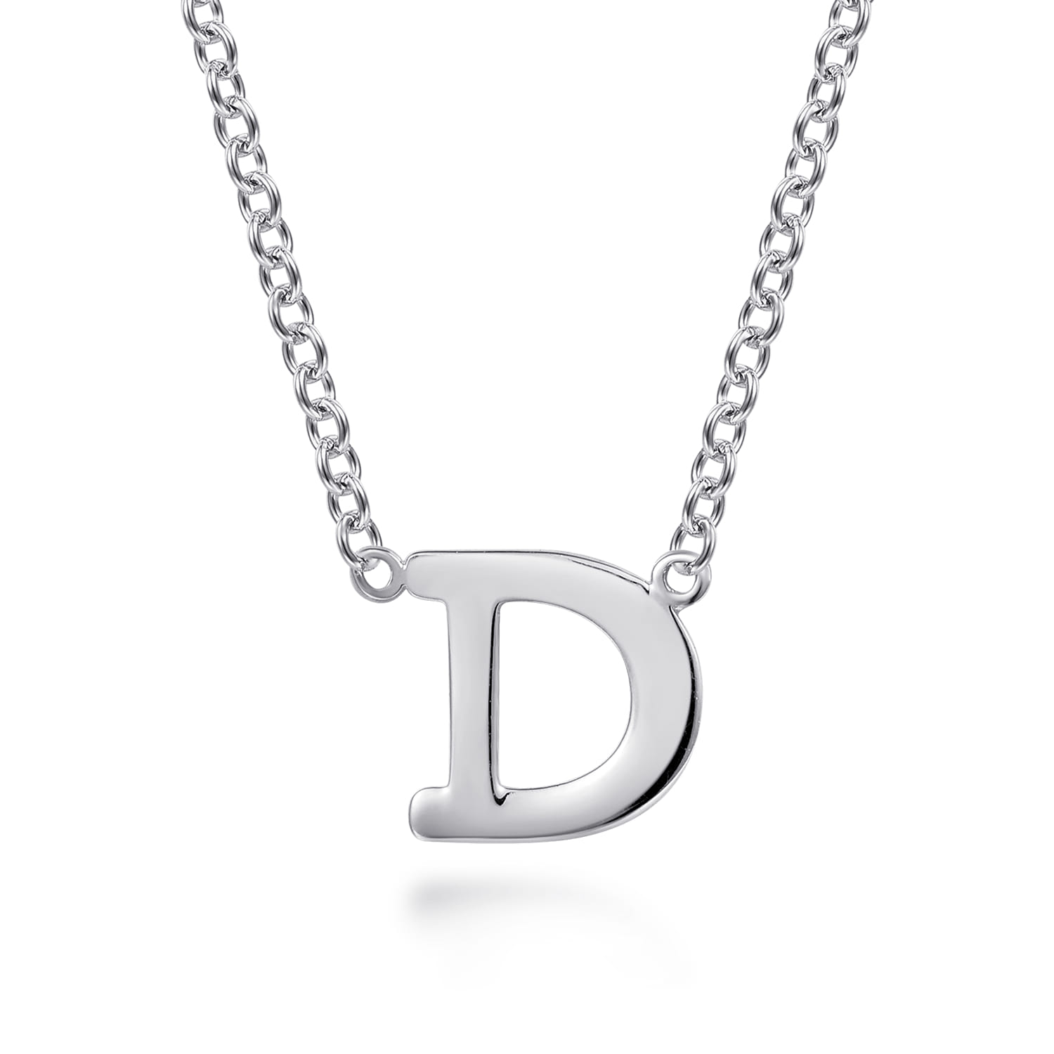 14K White Gold D Initial Necklace - Shot 1