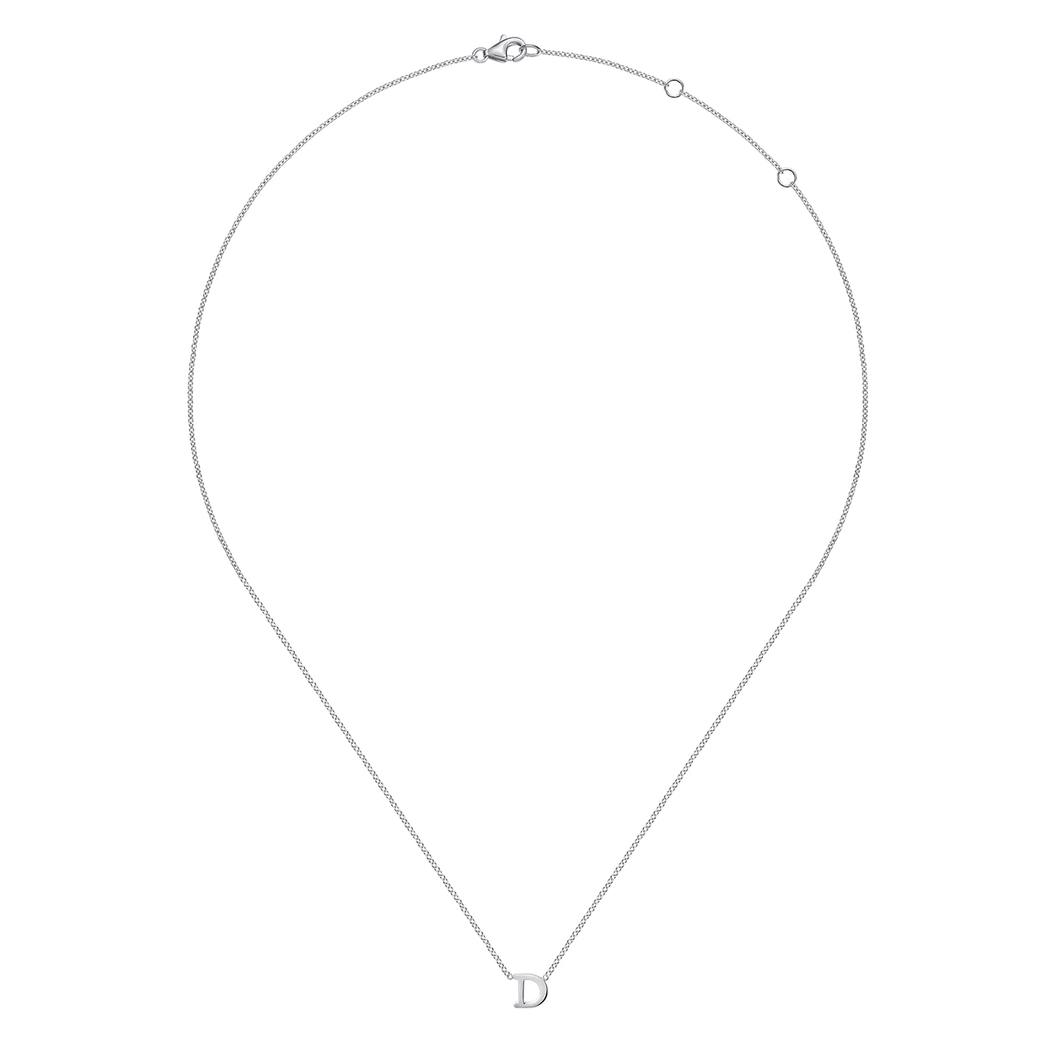14K White Gold D Initial Necklace - Shot 2