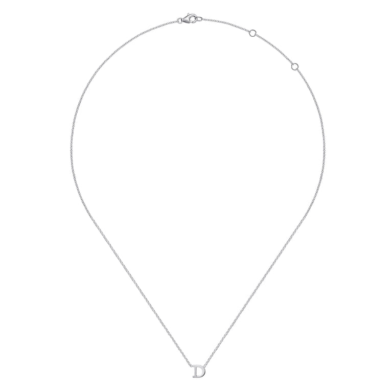 14K White Gold D Initial Necklace - Shot 2