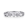 14K White Gold Delicate Leaf Diamond Stackable Ring - 0.09 ct
