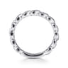 14K White Gold Delicate Leaf Diamond Stackable Ring - 0.09 ct