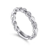 14K White Gold Delicate Leaf Diamond Stackable Ring - 0.09 ct