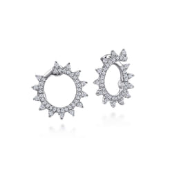 14K White Gold Diamond 15mm Bypass Hoop Earrings