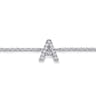 14K White Gold Diamond A Initial Chain Bracelet - 0.06 ct
