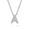 14K White Gold Diamond A Initial Pendant Necklace - 0.13 ct