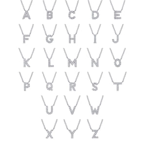 14K White Gold Diamond A Initial Pendant Necklace