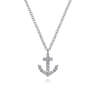 14K White Gold Diamond Anchor Pendant Necklace - 0.09 ct