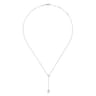 14K White Gold Diamond And Pearl Y Knot Necklace - 0.04 ct