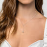 14K White Gold Diamond And Pearl Y Knot Necklace - 0.04 ct