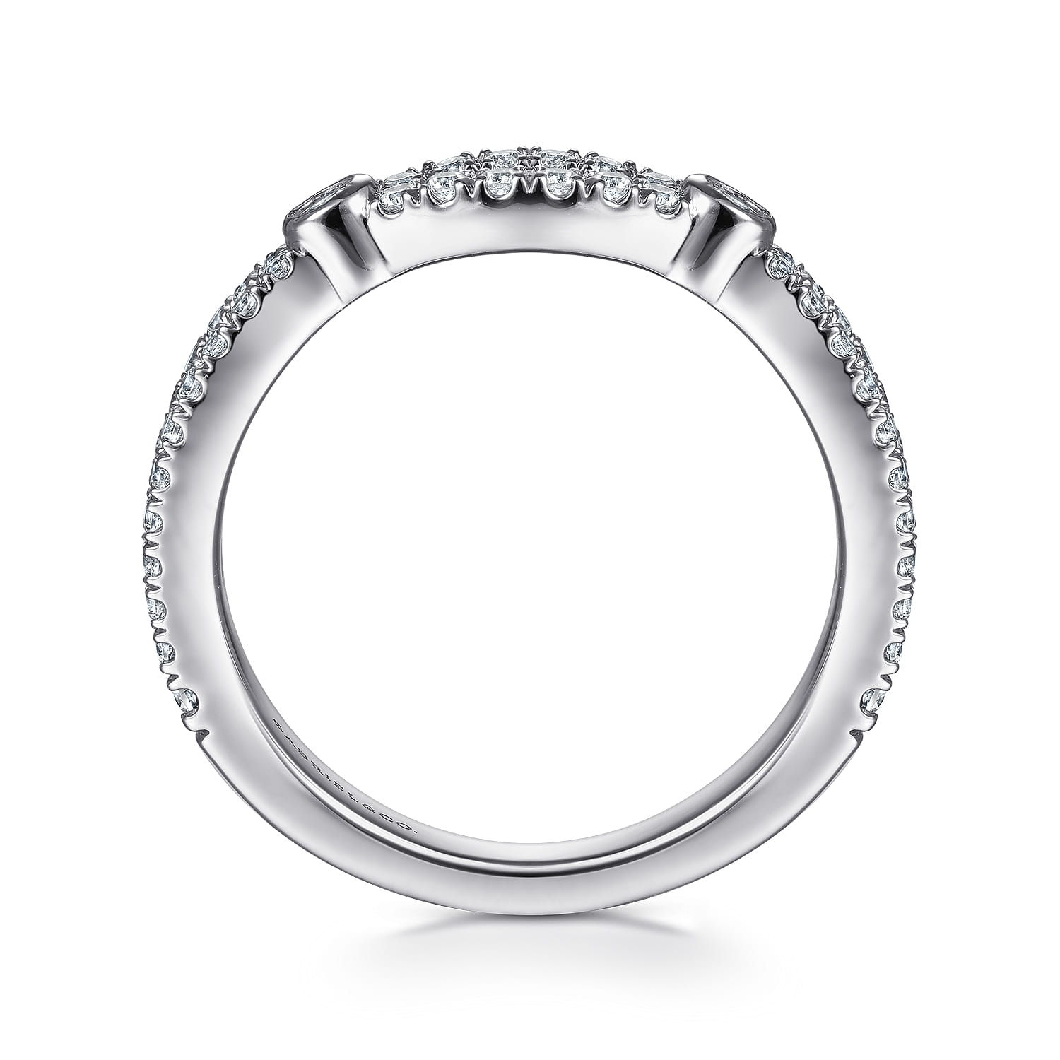 Fancy Wedding Ring in 14k White Gold with Round Natural Diamond at Gabriel & Co. - Shot 2