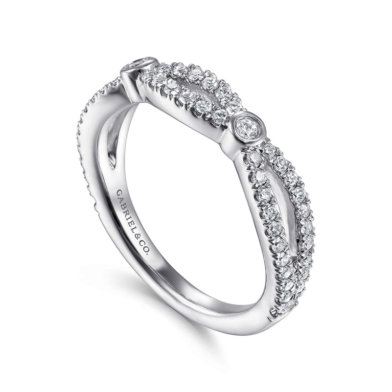 Fancy Wedding Ring in 14k White Gold with Round Natural Diamond at Gabriel & Co. - Shot 3